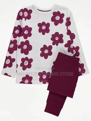 Girls Burgundy Floral Long Sleeve Pyjamas (10-14yrs)