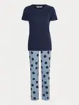 Ladies Blue Spotted Short Sleeve Pyjamas - 1