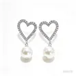 Sparkling Heart Pearl Drop Earrings - 1
