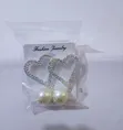 Sparkling Heart Pearl Drop Earrings - 2