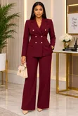 Double Breasted Ladies Blazer Suit - 3