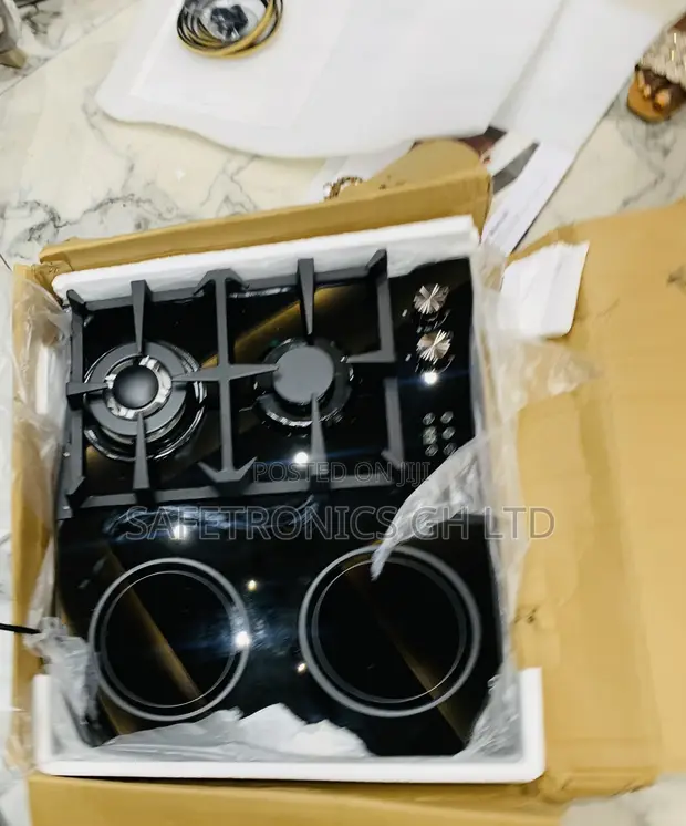 Kenwood 60cm Black Glass 2 Electric 2 Gas Hob - 1