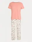 Ladies Coral Dinner Short Sleeve Pyjamas - 1