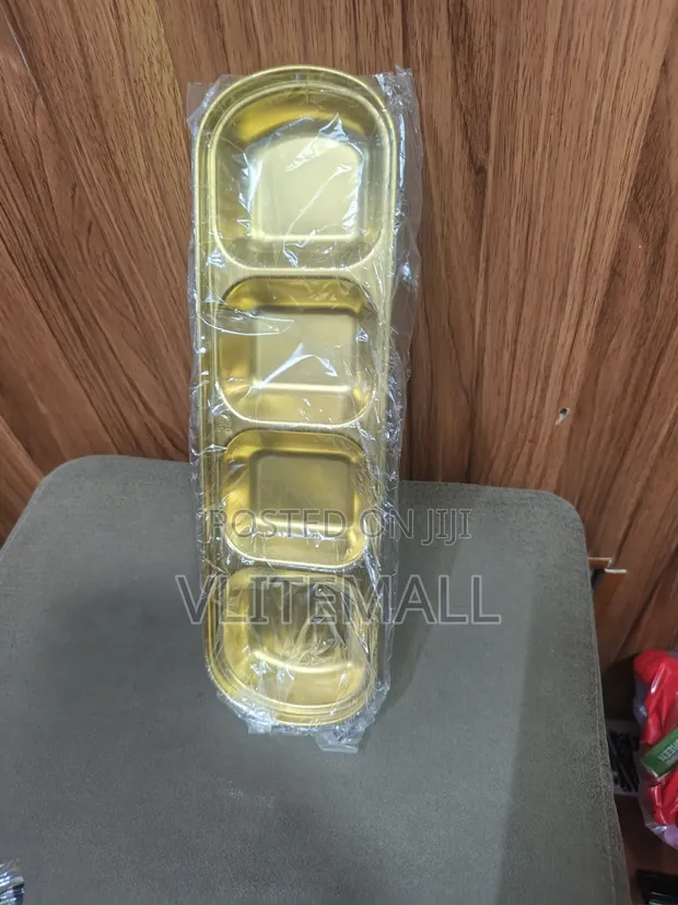 Gold Stainless Steel Divided Serving Tray - 1