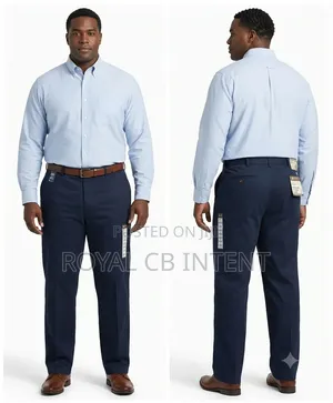 Men's Plus Size Navy Blue Dress Trousers