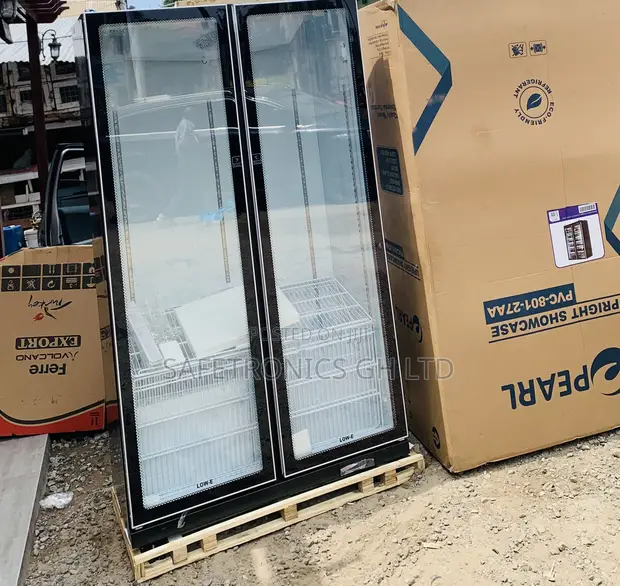 Pearl Black 690L 2-Door Glass Display Fridge - 1