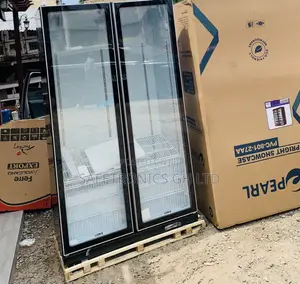 Pearl Black 690L 2-Door Glass Display Fridge
