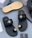Versace Inspired Black Leather Slippers - 1