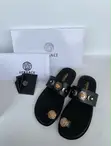 Versace Inspired Black Leather Slippers - 2