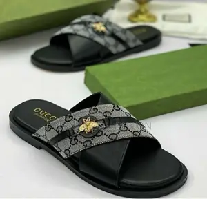 Gucci Style Men's Cross-Strap Slippers