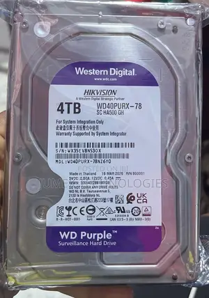 4TB WD Purple Surveillance HDD (WD40PURX-78)