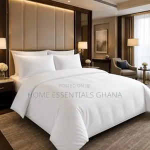100% Cotton Hotel Bedding Set - White Stripe Duvet Cover (King)