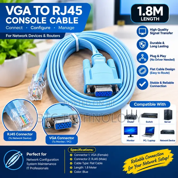 VGA to RJ45 Console Cable - 1.8m - 1