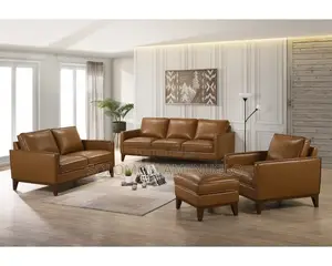 Brand New Wood-Mode Leather Sofa Set