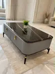 Black Marble Center Table with Gold Veins - 1