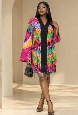 OHEJA Women's Stylish African Print Short Gown