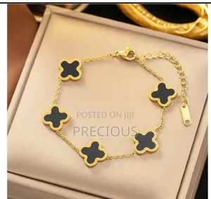 VCA Inspired Clover Bracelet - Black & Gold