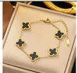 VCA Inspired Clover Bracelet - Black & Gold - 1