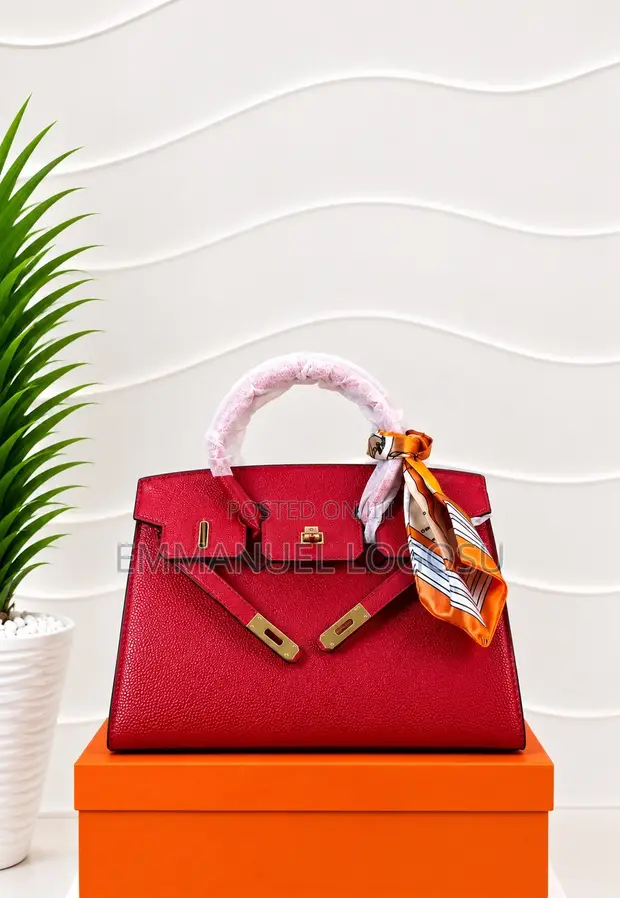 Elegant Birkin-Style Top-Handle Handbag with Scarf - 1