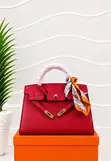 Elegant Birkin-Style Top-Handle Handbag with Scarf - 1