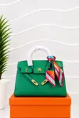 Elegant Birkin-Style Top-Handle Handbag with Scarf - 2