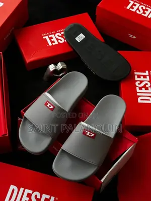 Grey Diesel Slide Sandals
