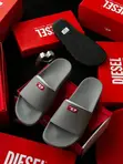 Grey Diesel Slide Sandals - 1