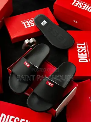 Diesel Pool Slides - Black with Red/White D Logo