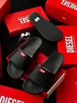 Diesel Pool Slides - Black with Red/White D Logo - 2