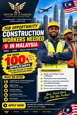 Job Opportunity: Construction Workers for Malaysia