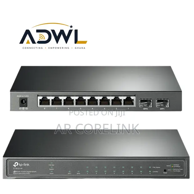 JetStream 10-Port Gigabit Smart Switch with 8-Port PoE+ - 1