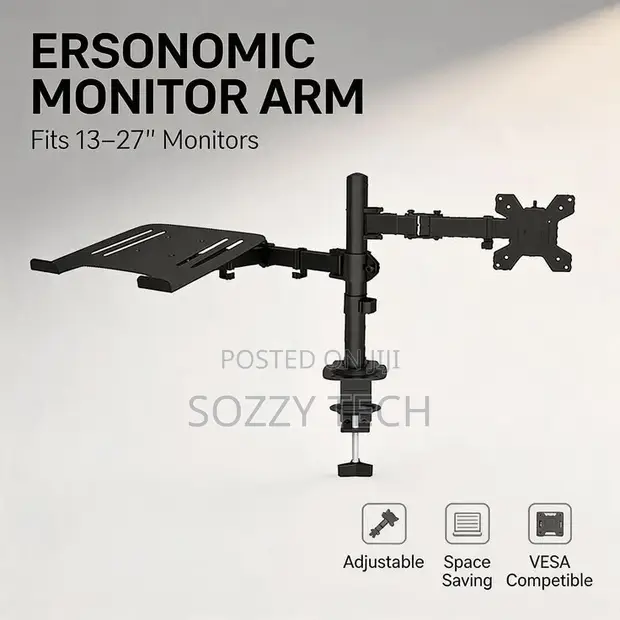 HUANUO Adjustable Monitor Stand - Single Arm Desk Mount - 1
