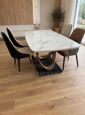 White Marble Dining Set with 6 Chairs