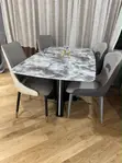 White Marble Dining Set with 6 Chairs - 3