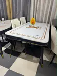 White Marble Dining Set with 6 Chairs - 4