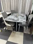 White Marble Dining Set with 6 Chairs - 5