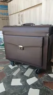 Premium Brown Leather Rolling Briefcase - 1