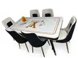 White Marble Dining Set with 6 Chairs - 1