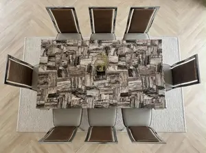 Multicolored Marble Dining Table with 6 Chairs