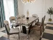 Multicolored Marble Dining Table with 6 Chairs - 2