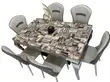 Multicolored Marble Dining Table with 6 Chairs - 3