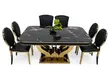 Black Marble Dining Table with 6 Chairs - 1