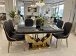 Black Marble Dining Table with 6 Chairs - 2