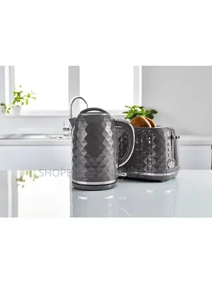 Grey Fast Boil Textured Kettle & 2 Slice Toaster Set