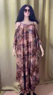 Women's Silk Satin Kaftan Maxi Dress - 1
