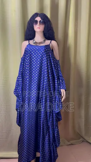 Royal Blue & Gold Foil Polka Dot Kaftan
