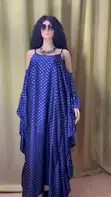 Royal Blue & Gold Foil Polka Dot Kaftan - 1