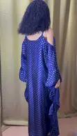 Royal Blue & Gold Foil Polka Dot Kaftan - 3