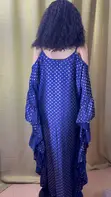 Royal Blue & Gold Foil Polka Dot Kaftan - 4
