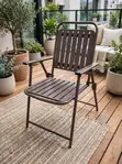 Brown Slatted Outdoor Folding Chair - 1